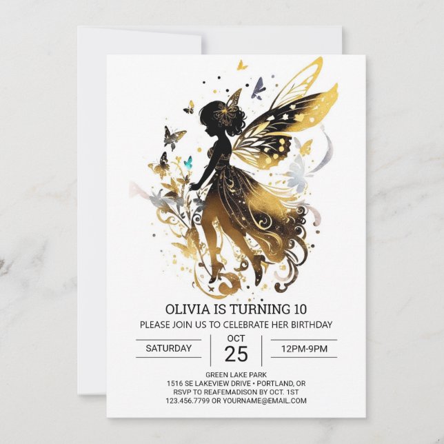 Invitación Bliss de cumpleaños de mariposa en línea (Anverso)