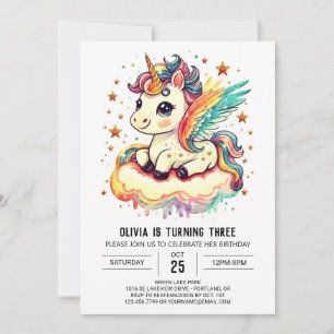 Invitación Bliss de cumpleaños de Unicorn en línea
