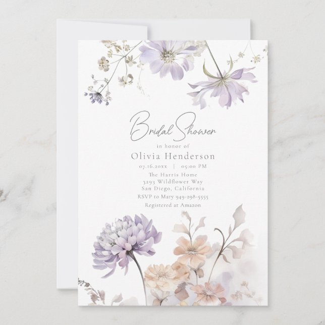 Invitación Bliss - Lilac y Lavender Bridal Shower (Anverso)