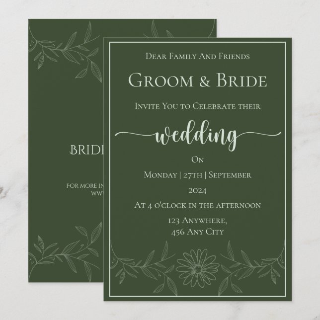 Invitación Bliss puro: Boda de flores de margarita (Anverso / Reverso)