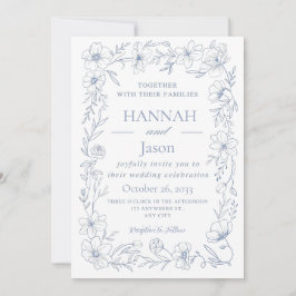 Invitación Blissful Blue Blooms Wedding Invitation