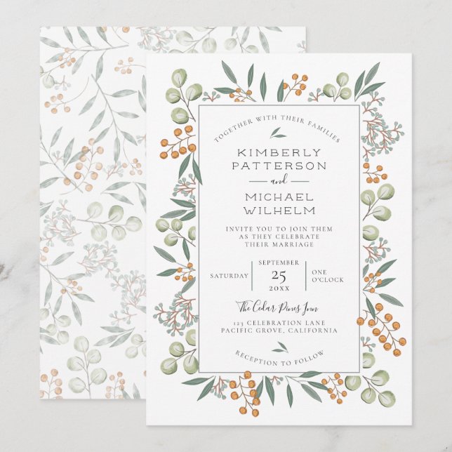 Invitación Blissful Bounty Botanty Boda Suite (Anverso / Reverso)
