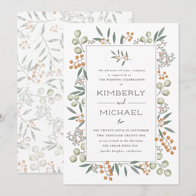 Invitación Blissful Bounty Botanty Boda Suite (Anverso / Reverso)