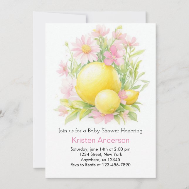 Invitación Blissful Pink Lemonade Meadow Chica Baby Shower (Anverso)