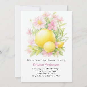 Invitación Blissful Pink Lemonade Meadow Chica Baby Shower