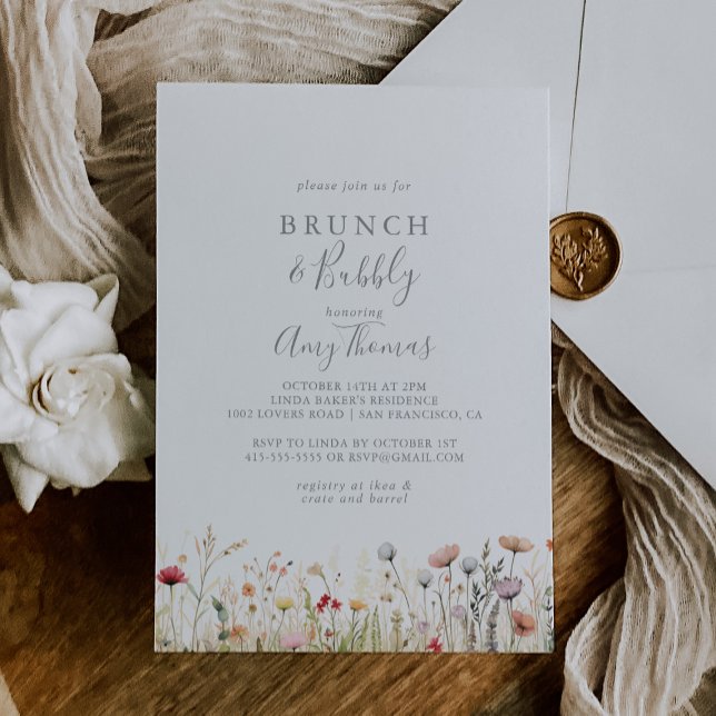Invitación Blissful Wildflower Brunch Bubbly Bridal Shower (Subido por el creador)