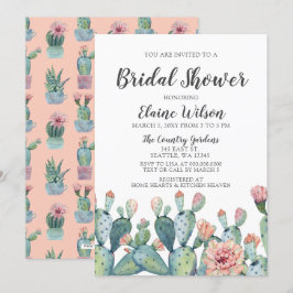 Invitación Blitante ducha de novia Boda de Cactus de Rubor