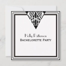 Invitación Blk blanco blanco de estilo Art Deco vintage #Bach