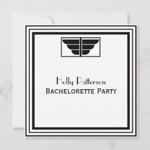 Invitación Blk blanco blanco de estilo Art Deco vintage #Bach