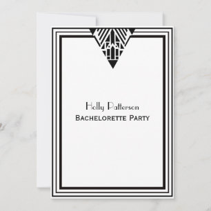 Invitación Blk blanco blanco vintage Art Deco Cuyo marco #1 V
