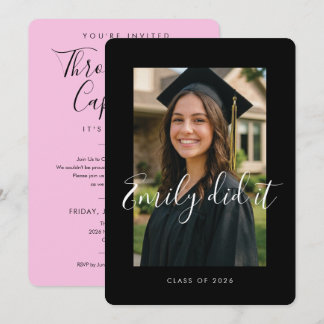 Invitación BLK & PINK 2026 | Graduation Invite with Photo