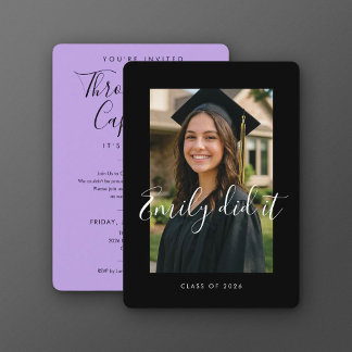 Invitación BLK & PURPLE 2026 | Graduation Invite with Photo