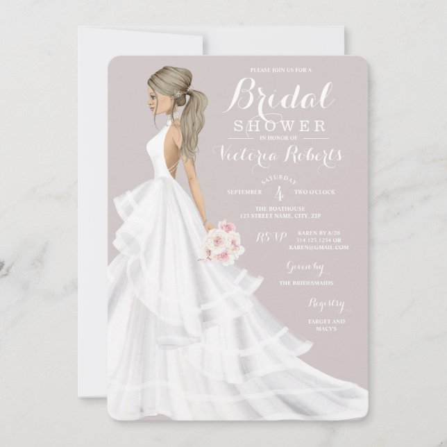 Invitación Blona Bride Lace Gown Shower (Anverso)