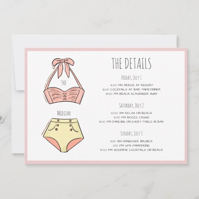 Invitación Blona novia Bachelorette Beach Fiesta fin de seman (Reverso)