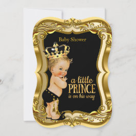 Invitación Blona Prince Baby Shower Black Gold