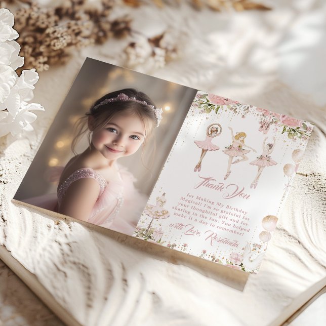 Invitación Blonde ballerina mágica foto de cumpleaños Gracias (Subido por el creador)