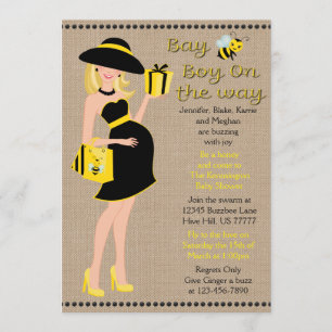 Invitación Blonde Bay Bee Boy camino a Baby Shower