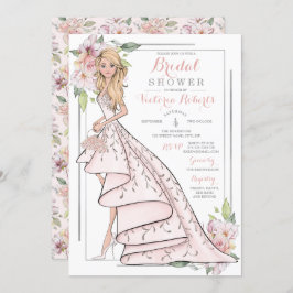 Invitación Blonde Bride Floral Bridal Shower