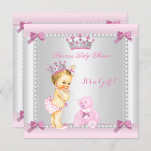 Invitación Blonde Chica de Baby Shower de la pequeña princesa