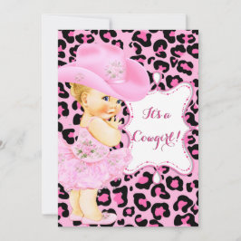 Invitación Blonde Chica de leopardo rosado Baby Shower Cute c