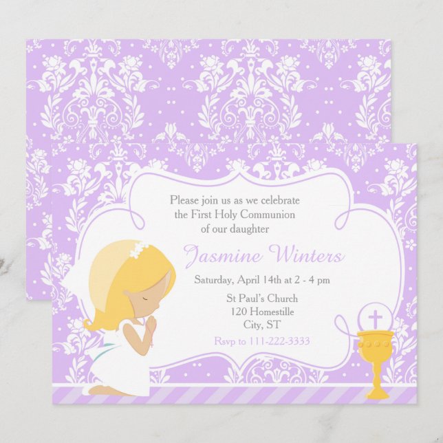 Invitación Blonde Chica Primera munición de la comunidad Dama (Anverso / Reverso)