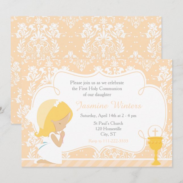 Invitación Blonde Chica Primera munición de la comunidad Dama (Anverso / Reverso)