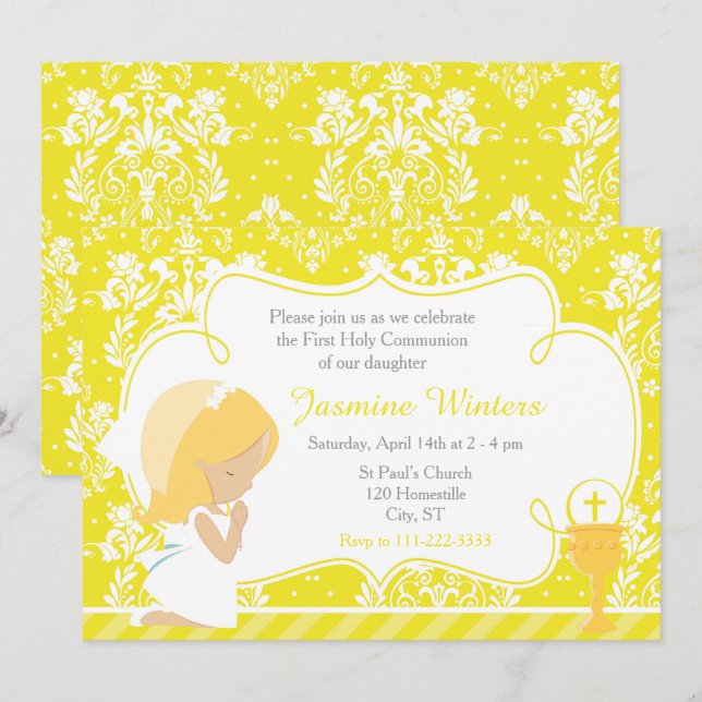 Invitación Blonde Chica Primera munición de la comunidad Dama (Anverso / Reverso)