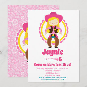 Invitación Blonde Cowgirl Birthday Party