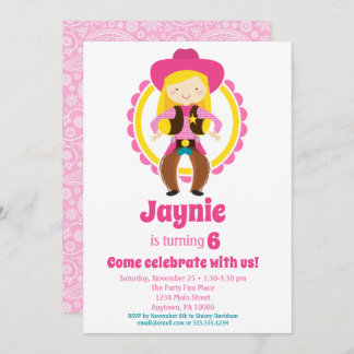 Invitación Blonde Cowgirl Birthday Party