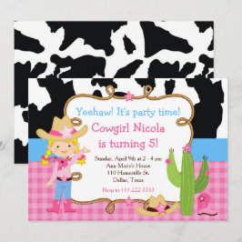 Invitación Blonde Cowgirl Western Birday Party