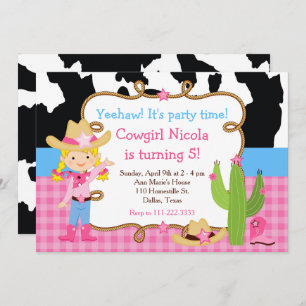 Invitación Blonde Cowgirl Western Birday Party