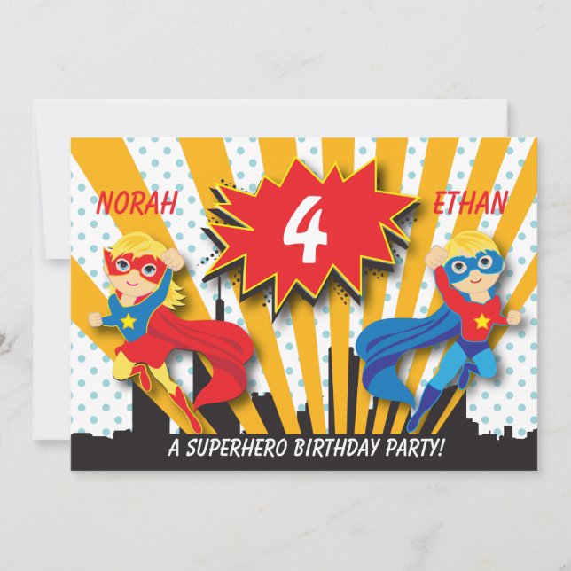 Invitación Blonde del cumpleaños el | del super héroe de los (Anverso)