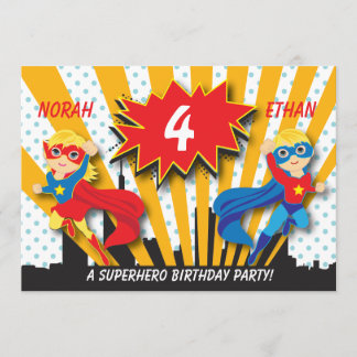 Invitación Blonde del cumpleaños el | del super héroe de los