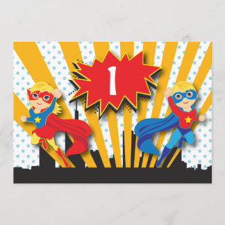 Invitación Blonde del cumpleaños el | del super héroe de los
