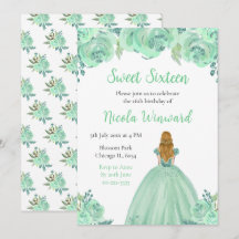 Blonde Hair Princess Mint Floral Sweet 16