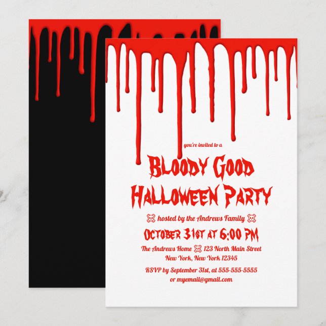 Invitación Bloody Good Red Driving Blogs Halloween Party (Anverso / Reverso)