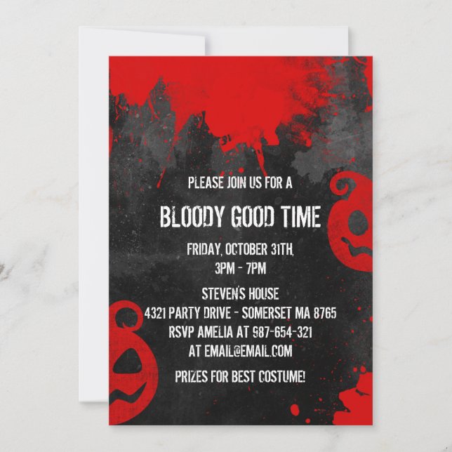 Invitación Bloody Good Time Creepy Halloween Party (Anverso)