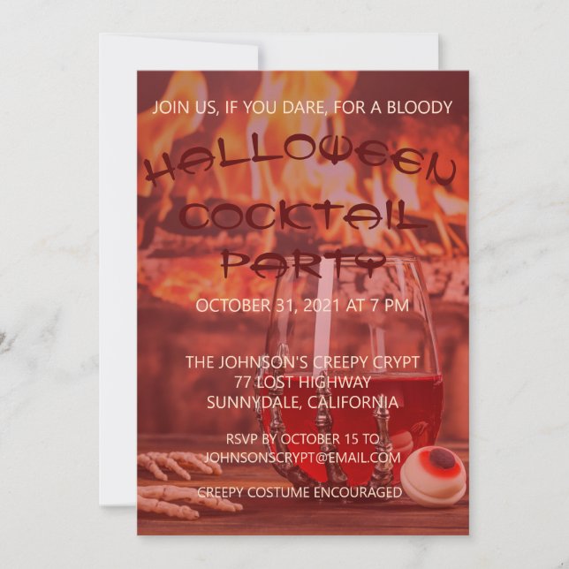 Invitación Bloody Halloween Cocktail Fiesta (Anverso)