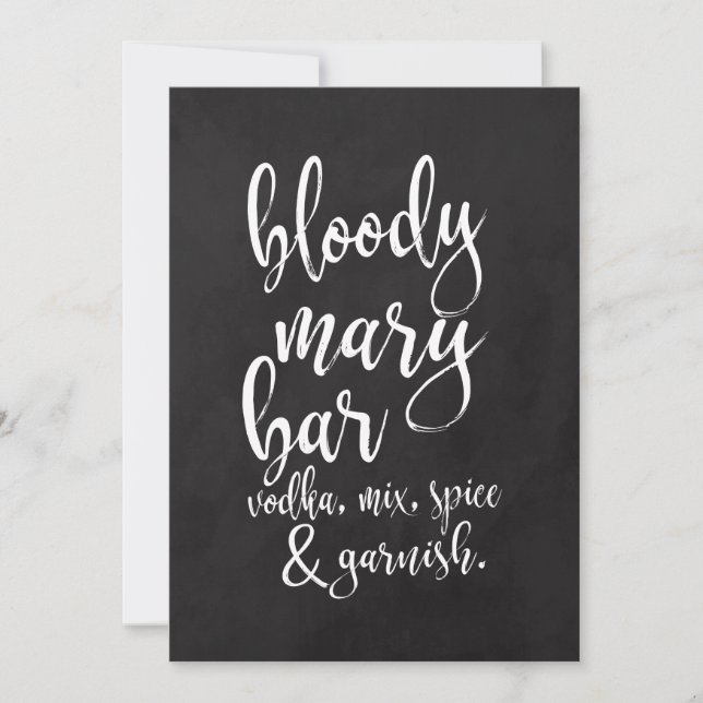 Invitación Bloody Mary Bar Rótulo Boda de Chalkboard asequibl (Anverso)