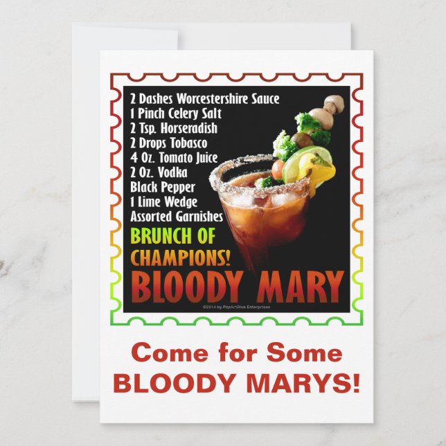 Invitación BLOODY MARY, brunch de campeones (Anverso)