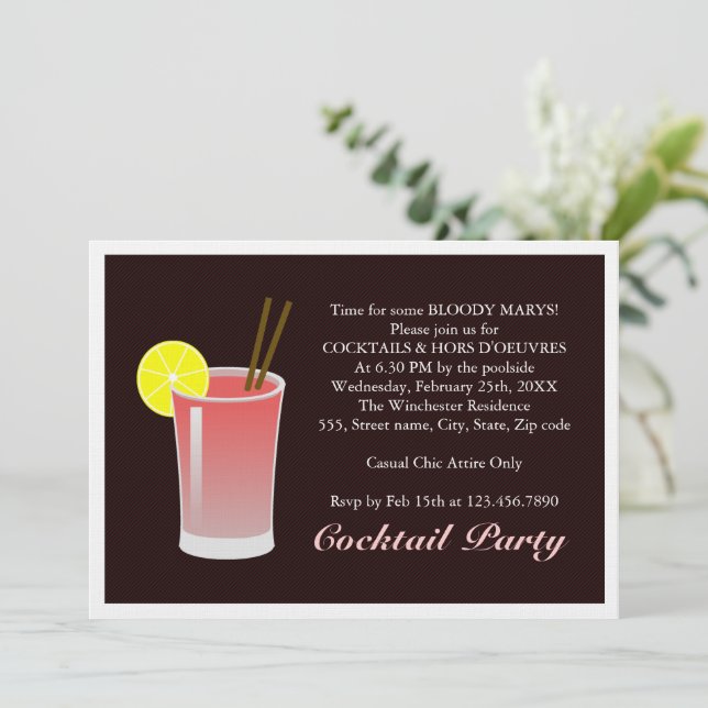 Invitación Bloody Mary Cocktail (Anverso de pie)