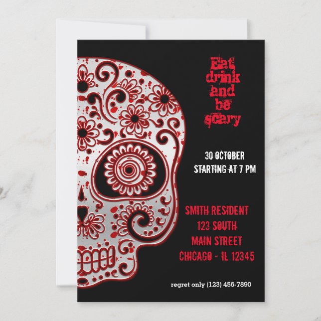 Invitación Bloody Sugar Skull (Anverso)