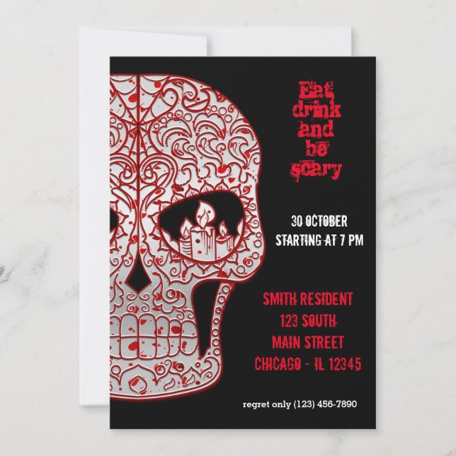 Invitación Bloody Sugar Skull (Anverso)