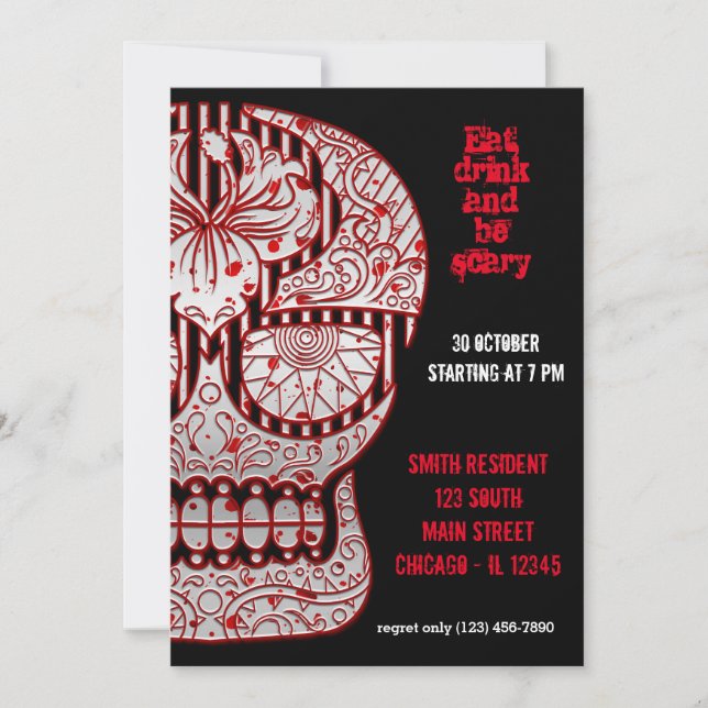 Invitación Bloody Sugar Skull (Anverso)