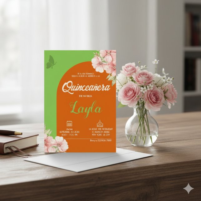 Invitación ¡Bloom a Quinceañera! Boho Floral Mis Quince (Bloom into Quinceañera! Boho Floral Mis Quince Invitation)