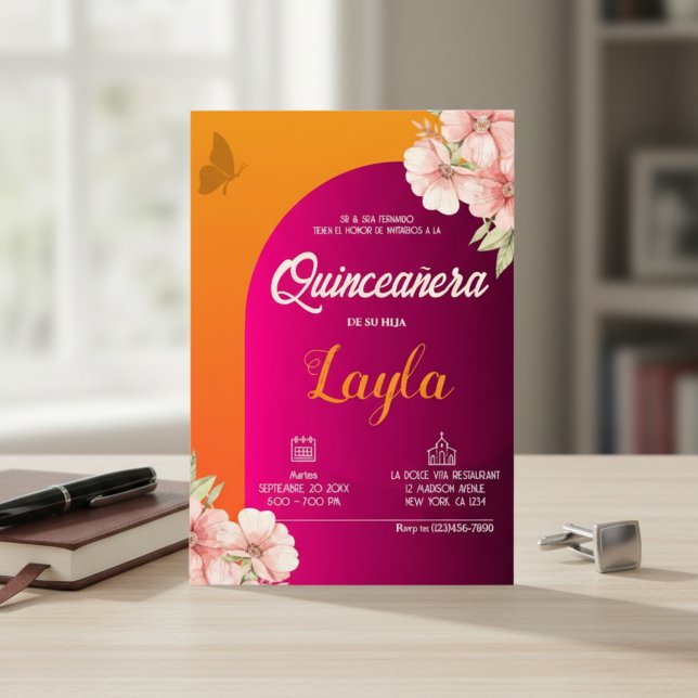 Invitación ¡Bloom a Quinceañera! Boho Floral Mis Quince (Bloom into Quinceañera! Boho Floral Mis Quince Invitation)