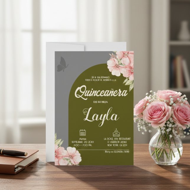 Invitación ¡Bloom a Quinceañera! Boho Floral Mis Quince (Bloom into Quinceañera! Boho Floral Mis Quince Invitation)
