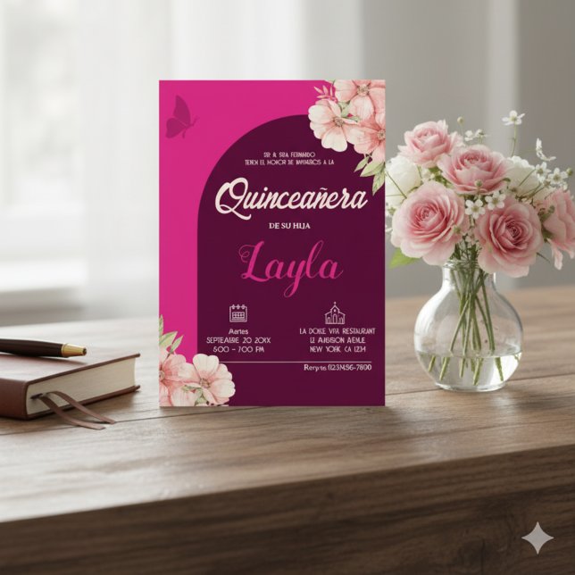 Invitación ¡Bloom a Quinceañera! Boho Floral Mis Quince (Bloom into Quinceañera! Boho Floral Mis Quince Invitation)