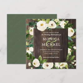 Invitación Bloom blanco | Boda Botánico Floral de Madera