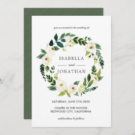 Invitación Bloom blanco | boda de color de agua con ancho com